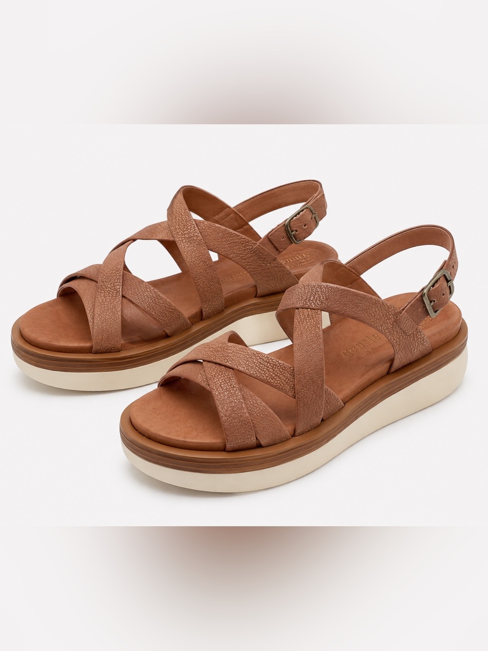 240. Kenneth Cole Gentle Souls Brown Strappy Platform Sandals